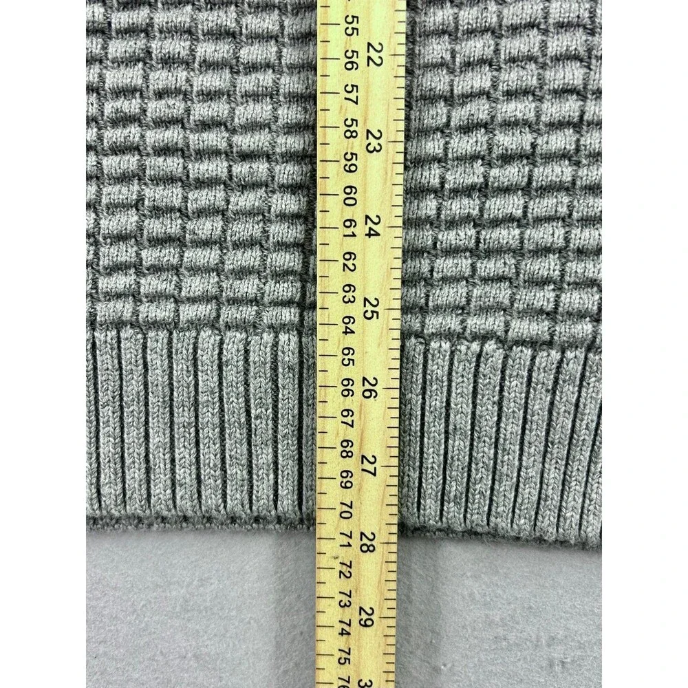 Duluth Burly Retirement Button Mock Sweater Men's Gray Pullover Heavy Waffle